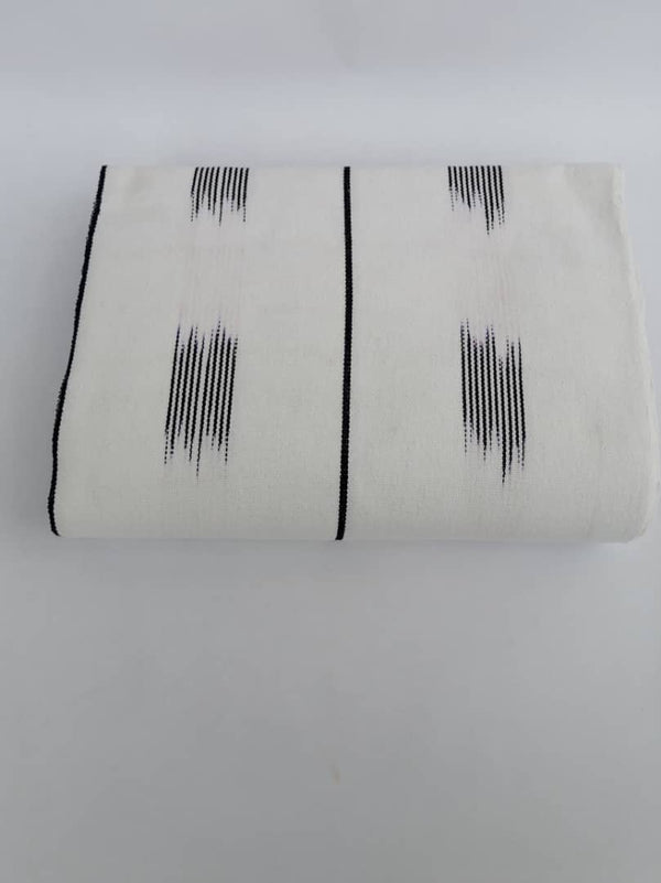 Pagne Foupoko tissé main, blanc et violet, tissé au Burkina Faso, Mon Faso Dan Fani