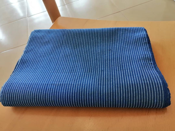 Pagne Foupoko tissé main, blanc et bleu, tissé au Burkina Faso, Mon Faso Dan Fani