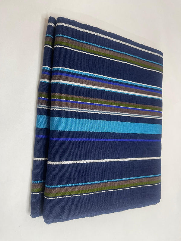 Pagne Foupoko tissé main, bleu indigo et ivoire, tissé au Burkina Faso, Mon Faso Dan Fani