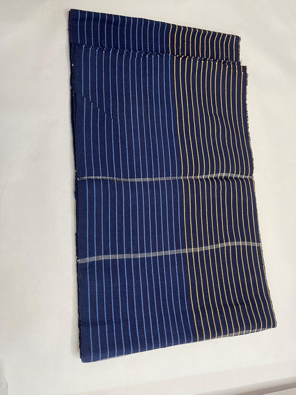 Pagne Foupoko tissé main, bleu indigo et ivoire, tissé au Burkina Faso, Mon Faso Dan Fani