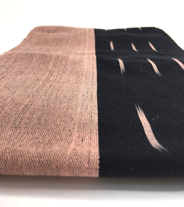 Pagne Foupoko tissé main, noir et rose, tissé au Burkina Faso, Mon Faso Dan Fani