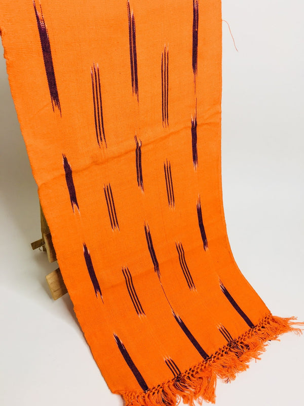 Pagne Foupoko tissé main, bleu et orange, tissé au Burkina Faso, Mon Faso Dan Fani