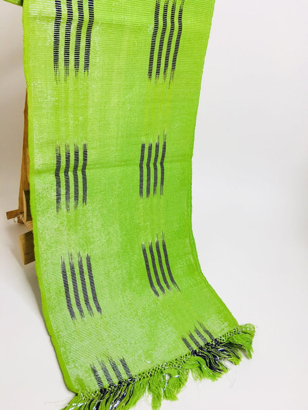 Pagne Foupoko tissé main, bleu et vert, tissé au Burkina Faso, Mon Faso Dan Fani