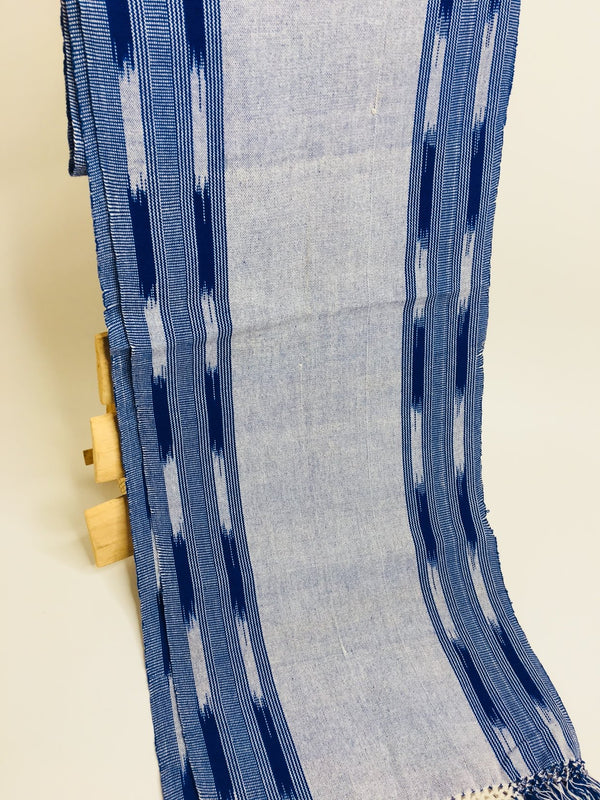 Pagne Foupoko tissé main, bleu et gris, tissé au Burkina Faso, Mon Faso Dan Fani