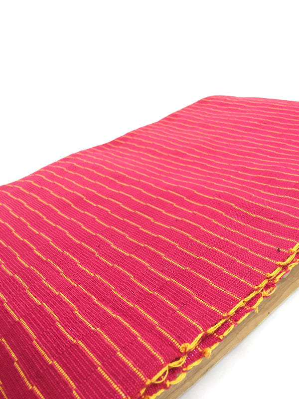 Pagne Foupoko tissé main, jaune et rose, tissé au Burkina Faso, Mon Faso Dan Fani