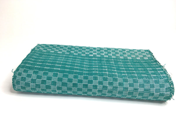 Pagne Foupoko tissé main, blanc et vert, tissé au Burkina Faso, Mon Faso Dan Fani