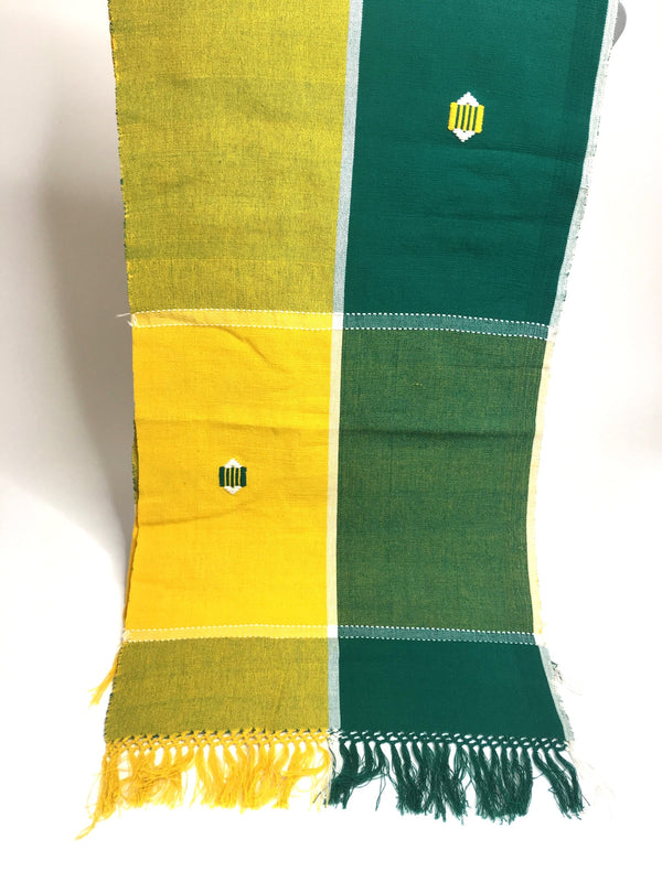 Pagne Foupoko tissé main, blanc et vert, tissé au Burkina Faso, Mon Faso Dan Fani