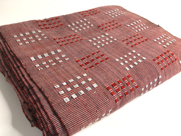 Pagne Noblesse tissé main, blanc et rouge, tissé au Burkina Faso, Mon Faso Dan Fani