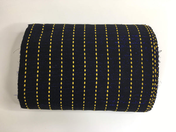 Pagne Foupoko tissé main, bleu et jaune, tissé au Burkina Faso, Mon Faso Dan Fani