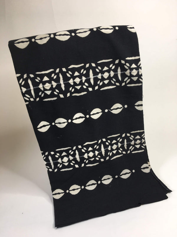 Pagne Bogolan tissé main, noir et blanc, artisanal d’Afrique de l’Ouest, Mon Faso Dan Fani