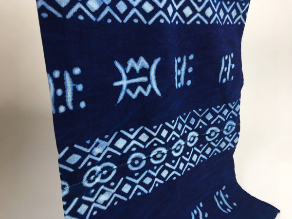 Pagne Bogolan tissé main, blanc et bleu, artisanal d’Afrique de l’Ouest, Mon Faso Dan Fani