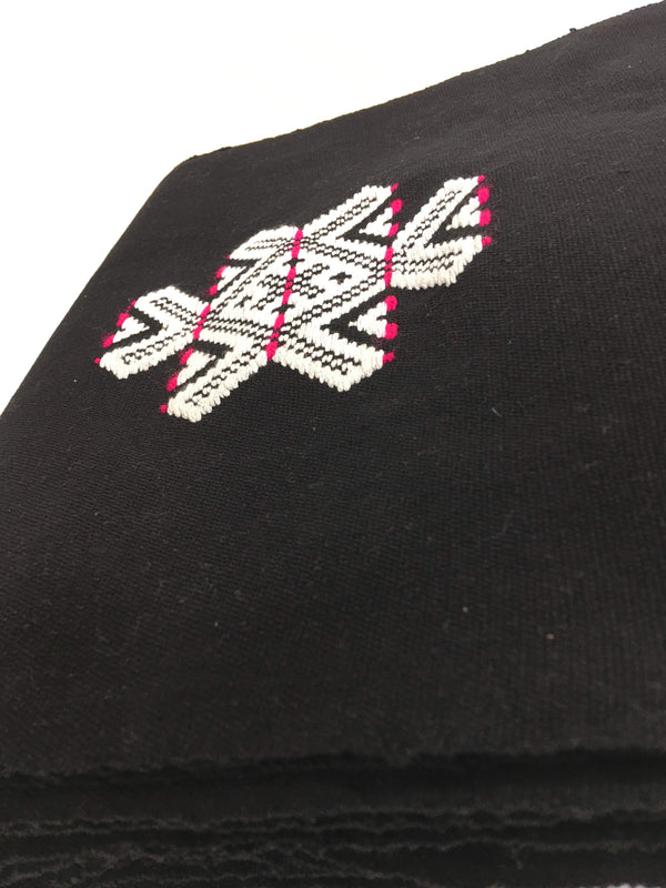 Pagne Royal tissé main, noir et blanc, tissé au Burkina Faso, Mon Faso Dan Fani