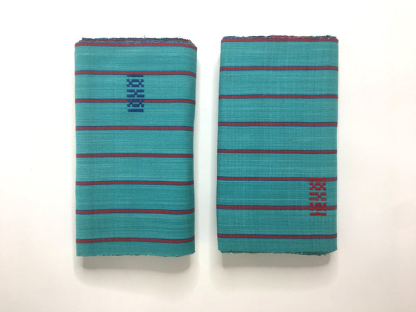 Pagne Foupoko tissé main, bleu et rouge, tissé au Burkina Faso, Mon Faso Dan Fani