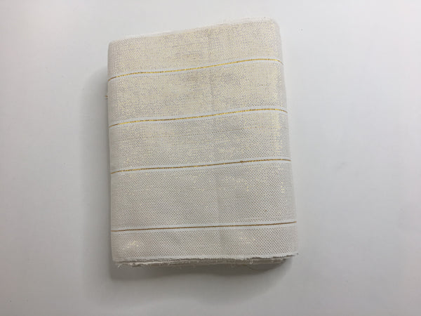 Pagne Foupoko tissé main, blanc et doré, tissé au Burkina Faso, Mon Faso Dan Fani