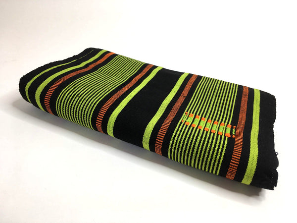 Pagne Foupoko tissé main, noir et vert, tissé au Burkina Faso, Mon Faso Dan Fani