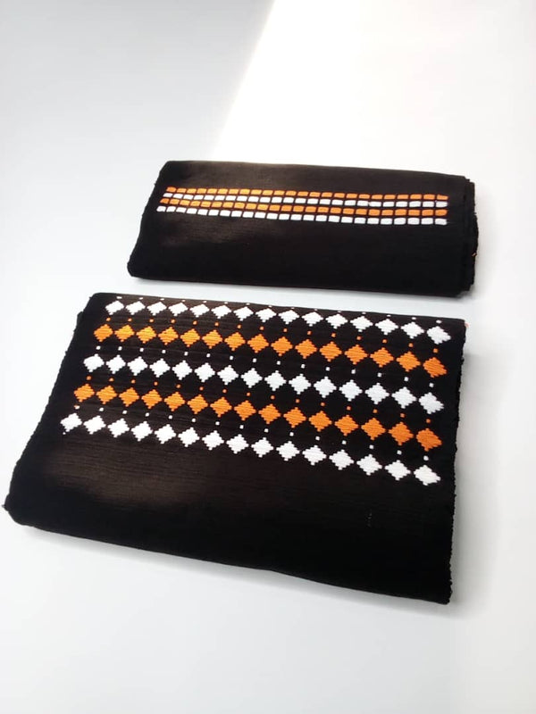 Pagne Noblesse tissé main, noir et blanc, tissé au Burkina Faso, Mon Faso Dan Fani