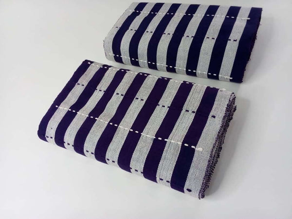 Pagne Noblesse tissé main, blanc et violet, tissé au Burkina Faso, Mon Faso Dan Fani