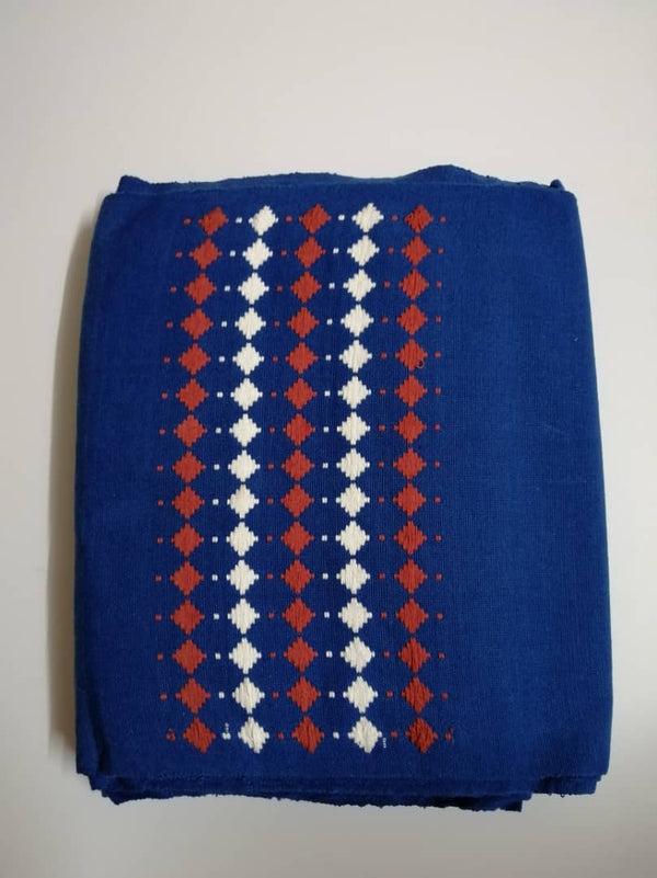 Pagne Noblesse tissé main, blanc et bleu, tissé au Burkina Faso, Mon Faso Dan Fani