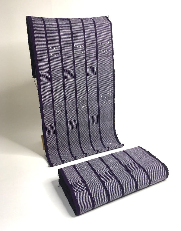 Pagne Noblesse tissé main, blanc et violet, tissé au Burkina Faso, Mon Faso Dan Fani