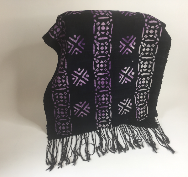 Pagne Bogolan tissé main, noir et blanc, artisanal d’Afrique de l’Ouest, Mon Faso Dan Fani