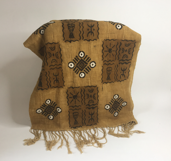 Pagne Bogolan tissé main, noir et blanc, artisanal d’Afrique de l’Ouest, Mon Faso Dan Fani