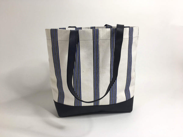 Pagne tissé main, bleu indigo et ivoire, tissé au Burkina Faso, Mon Faso Dan Fani