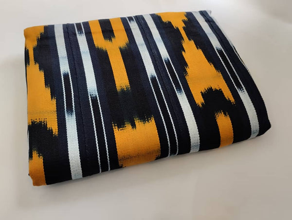 Pagne Baoulé tissé main, bleu indigo et ivoire, tissé en Côte d’Ivoire, Mon Faso Dan Fani