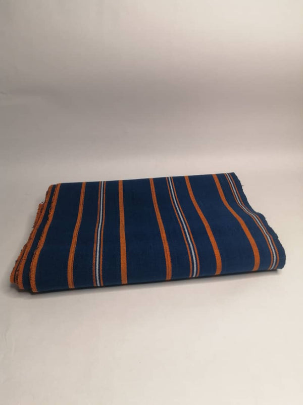 Pagne Royal tissé main, blanc et bleu, tissé au Burkina Faso, Mon Faso Dan Fani