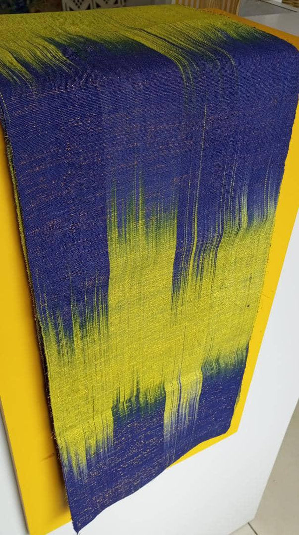 Pagne Foupoko tissé main, bleu indigo et ivoire, tissé au Burkina Faso, Mon Faso Dan Fani