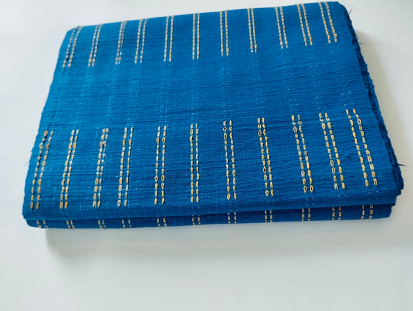 Pagne Foupoko tissé main, bleu indigo et ivoire, tissé au Burkina Faso, Mon Faso Dan Fani