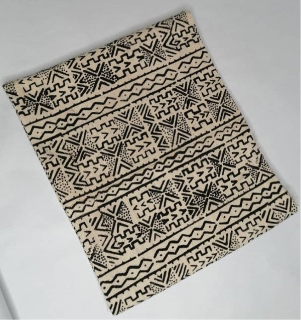 Pagne Bogolan tissé main, bleu indigo et ivoire, artisanal d’Afrique de l’Ouest, Mon Faso Dan Fani