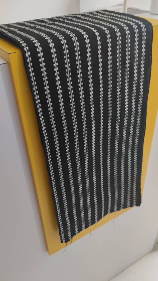 Pagne Foupoko tissé main, noir et blanc, tissé au Burkina Faso, Mon Faso Dan Fani