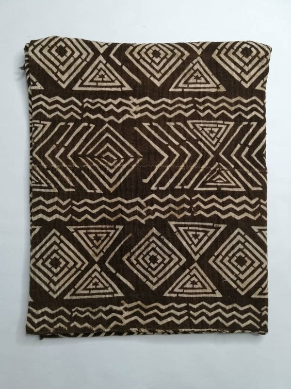 Pagne Bogolan tissé main, bleu indigo et ivoire, artisanal d’Afrique de l’Ouest, Mon Faso Dan Fani