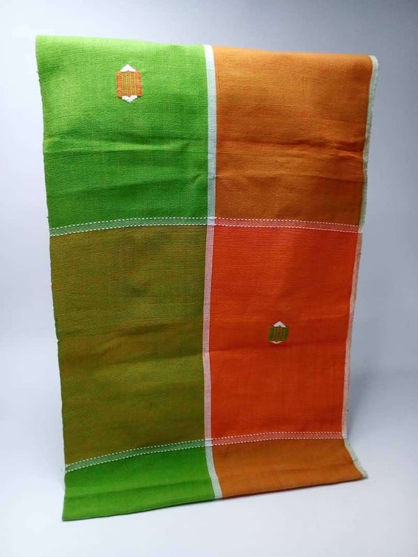 Pagne Foupoko tissé main, blanc et vert, tissé au Burkina Faso, Mon Faso Dan Fani