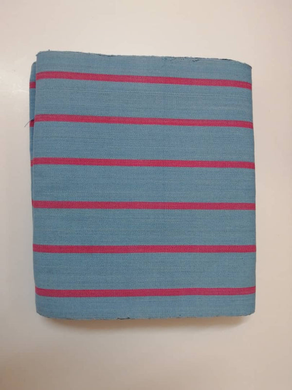 Pagne Foupoko tissé main, bleu et rose, tissé au Burkina Faso, Mon Faso Dan Fani