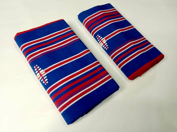 Pagne Foupoko tissé main, blanc et violet, tissé au Burkina Faso, Mon Faso Dan Fani