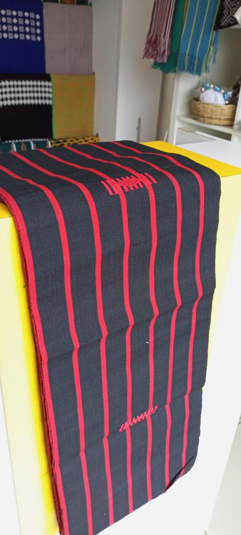 Pagne Foupoko tissé main, bleu indigo et ivoire, tissé au Burkina Faso, Mon Faso Dan Fani