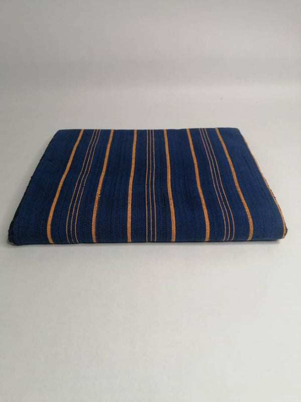 Pagne Foupoko tissé main, bleu indigo et ivoire, tissé au Burkina Faso, Mon Faso Dan Fani