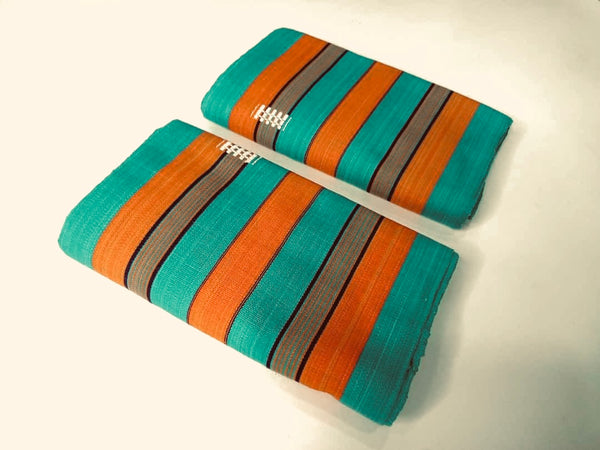 Pagne Foupoko tissé main, blanc et violet, tissé au Burkina Faso, Mon Faso Dan Fani