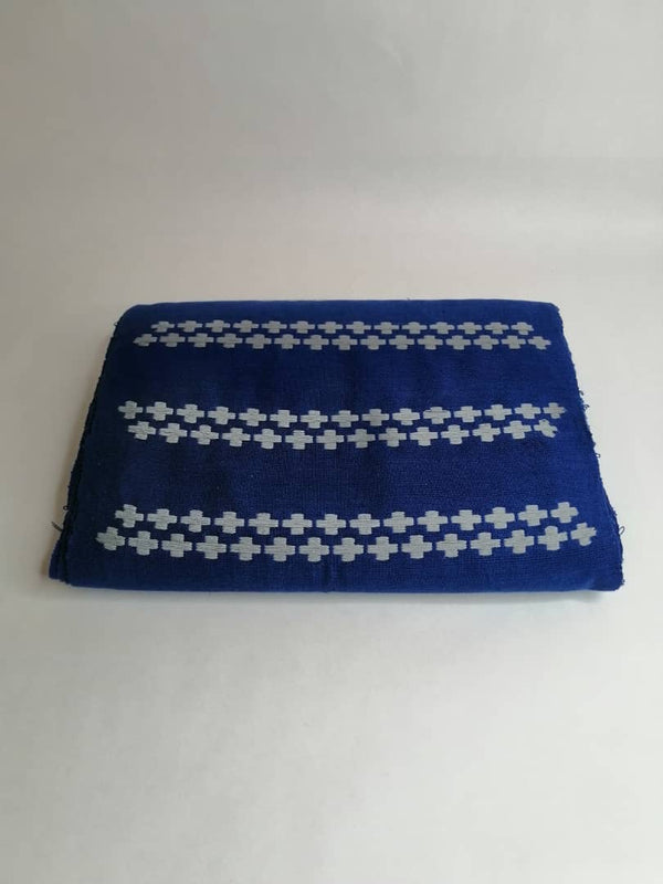 Pagne Noblesse tissé main, bleu indigo et ivoire, tissé au Burkina Faso, Mon Faso Dan Fani