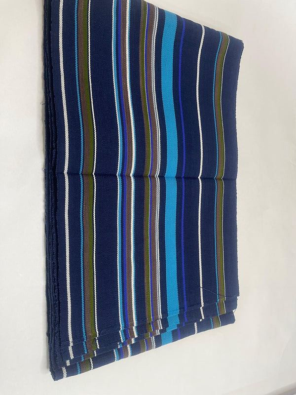 Pagne Foupoko tissé main, bleu indigo et ivoire, tissé au Burkina Faso, Mon Faso Dan Fani