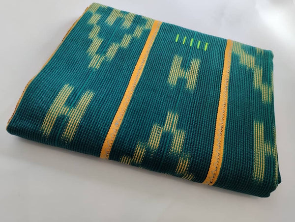 Pagne Baoulé tissé main, bleu indigo et ivoire, tissé en Côte d’Ivoire, Mon Faso Dan Fani