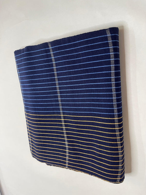 Pagne Foupoko tissé main, bleu indigo et ivoire, tissé au Burkina Faso, Mon Faso Dan Fani