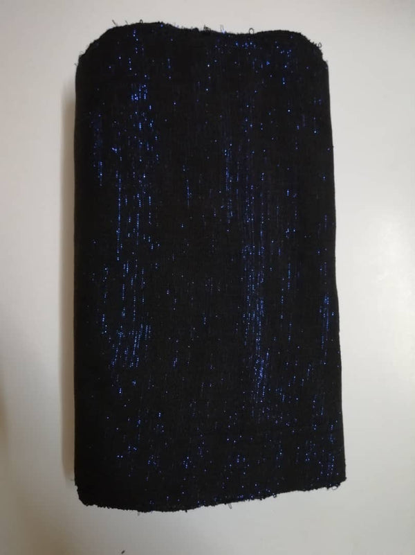 Pagne Foupoko tissé main, noir et bleu, tissé au Burkina Faso, Mon Faso Dan Fani