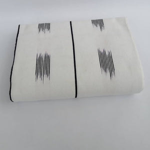 Pagne Foupoko tissé main, blanc et violet, tissé au Burkina Faso, Mon Faso Dan Fani