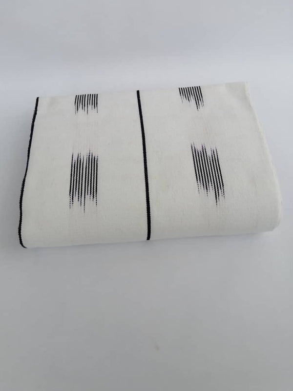 Pagne Foupoko tissé main, blanc et violet, tissé au Burkina Faso, Mon Faso Dan Fani