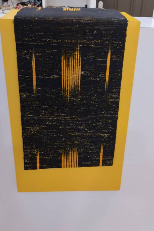 Pagne Foupoko tissé main, bleu indigo et ivoire, tissé au Burkina Faso, Mon Faso Dan Fani