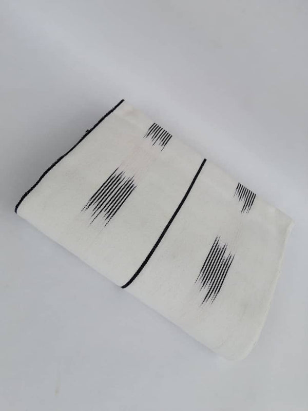 Pagne Foupoko tissé main, blanc et violet, tissé au Burkina Faso, Mon Faso Dan Fani
