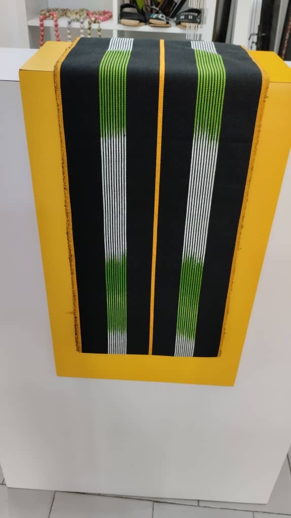 Pagne Foupoko tissé main, bleu indigo et ivoire, tissé au Burkina Faso, Mon Faso Dan Fani