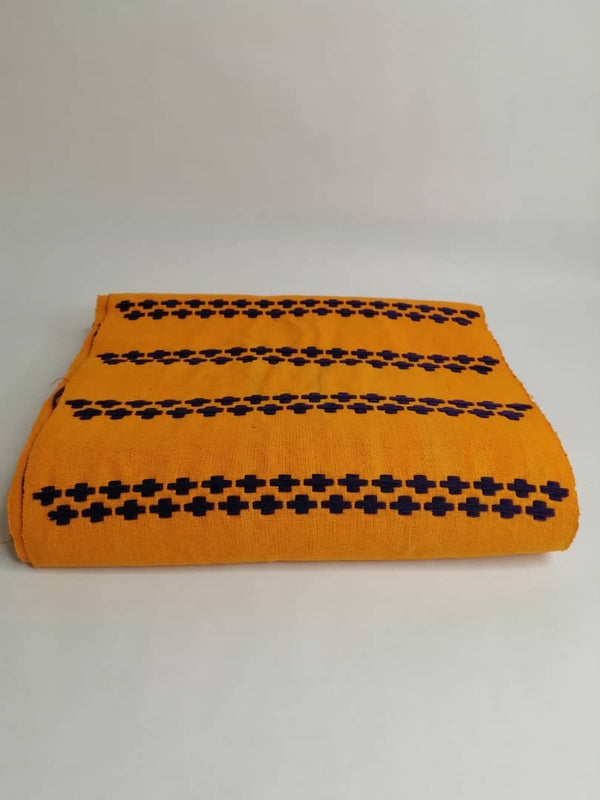 Pagne Noblesse tissé main, bleu indigo et ivoire, tissé au Burkina Faso, Mon Faso Dan Fani